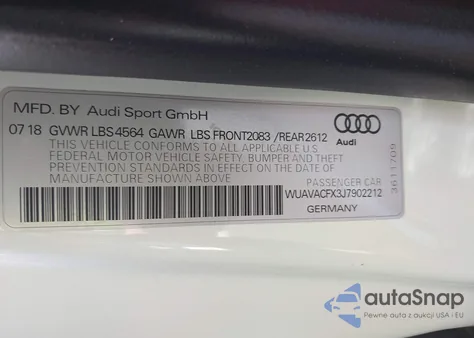 2018 Audi R8 Spyder from USA, damaged, VIN WUAVACFX3J7902212
